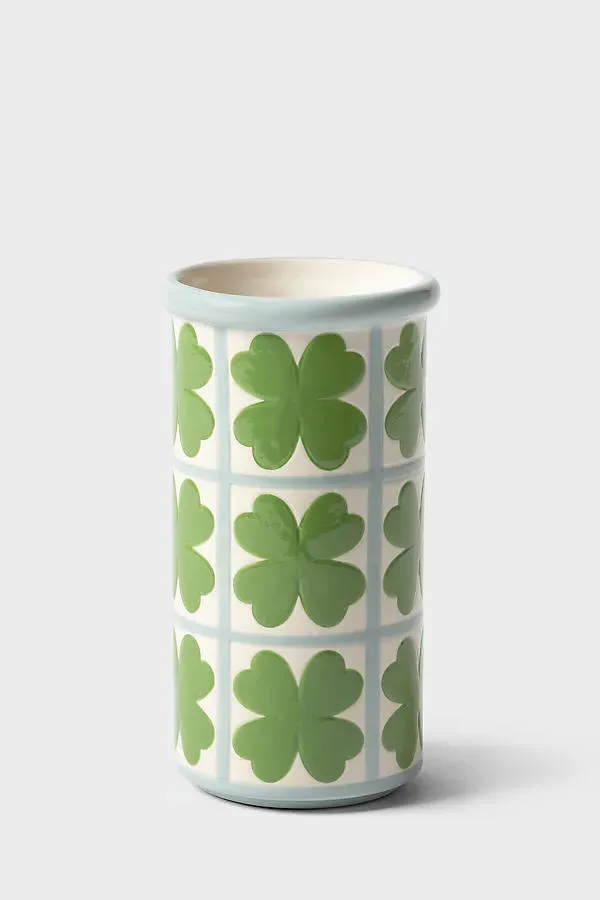 Patch Clover Stoneware Vase - Green product