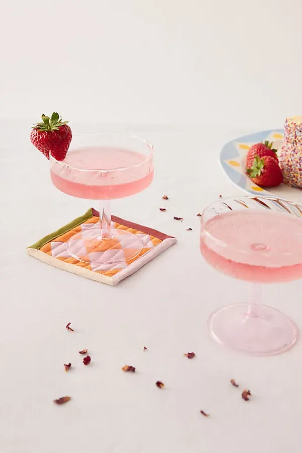 Twirl Coupe Glass Set of 2 - Pink by Anthropologie, alternate view