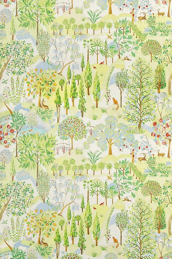 Folklore Nature Landscape Wallpaper - Green, Polyester product