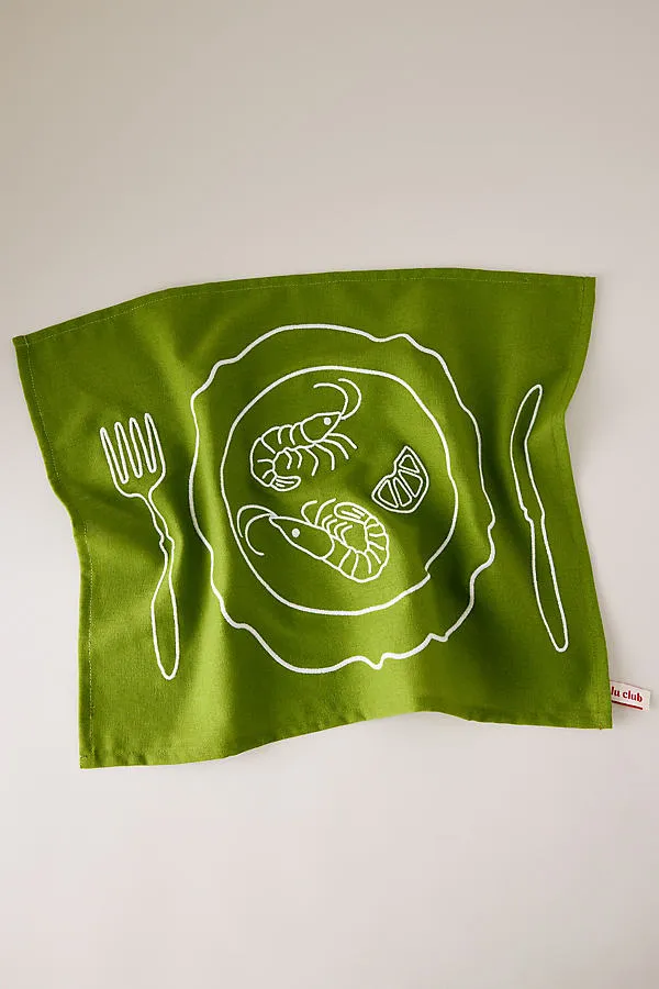 Embroidered Placemats Set of 2 - Green, Cotton-Linen by Anthropologie