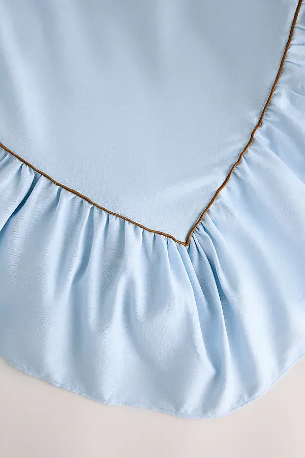 Linen-Blend Ruffle Tablecloth - Blue, Cotton/Linen by Anthropologie, image 2