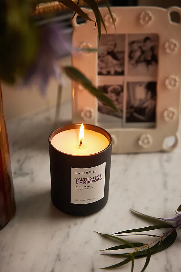 Salted Lime & Ambergris Candle - White, Cotton by Anthropologie