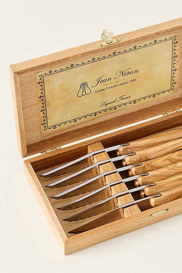 Laguiole Jean Néron Serrated Steak Knives Set of 6 - Olivewood product