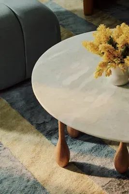 Round Marble Coffee Table - Green Onyx, Oak product