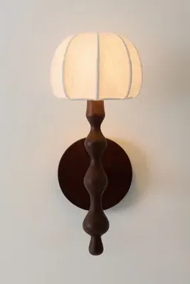 Wood Shaded Sconce Wall Light - Brown, Ramie product