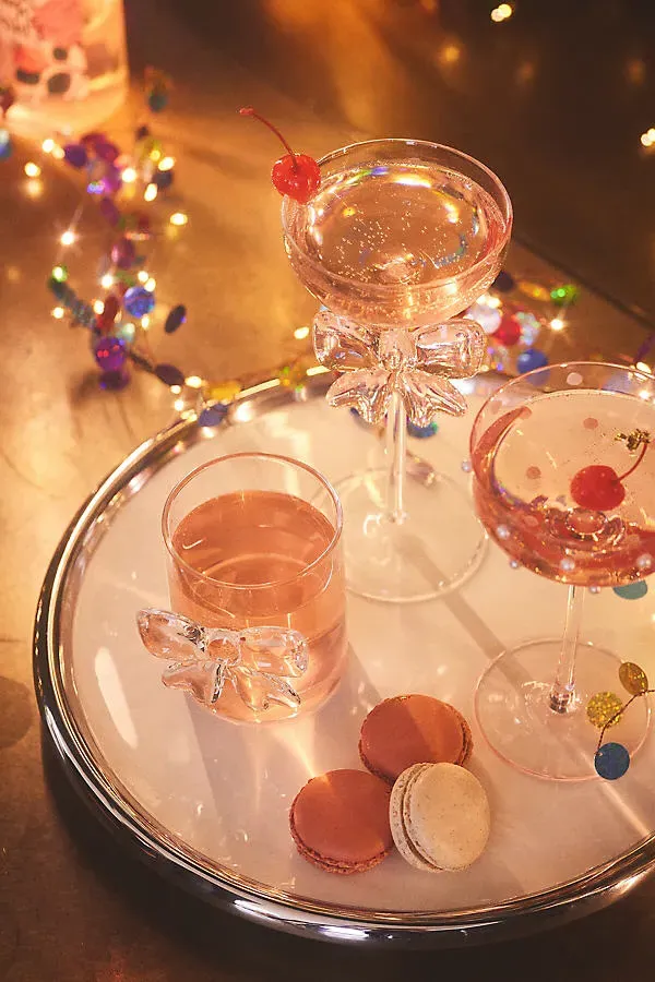Bow Tumbler Glass - Pink by Anthropologie