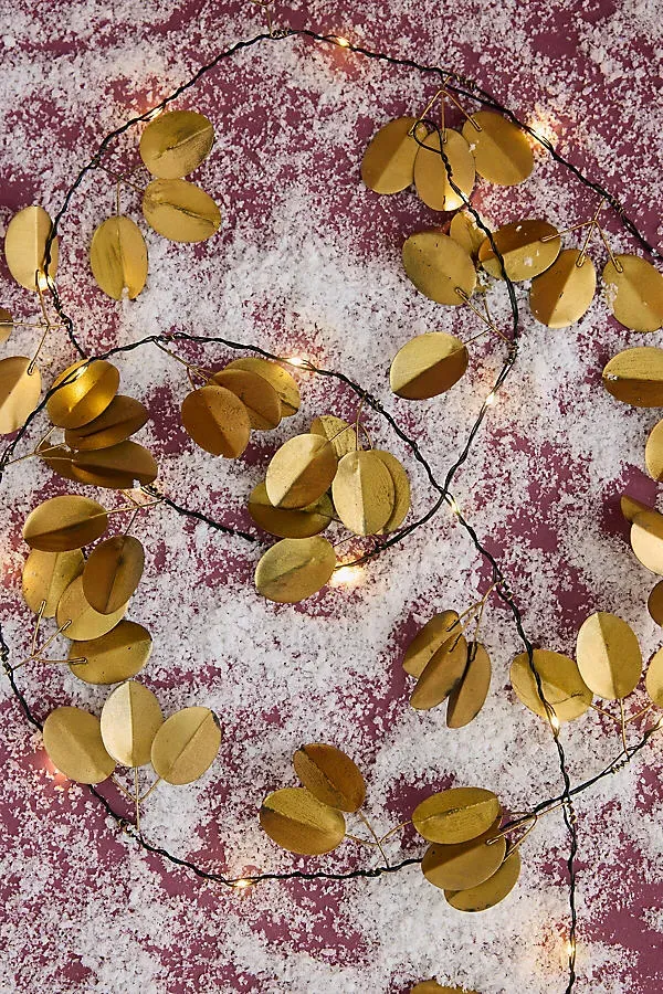 Gold Eucalyptus LED Battery String Lights by Anthropologie