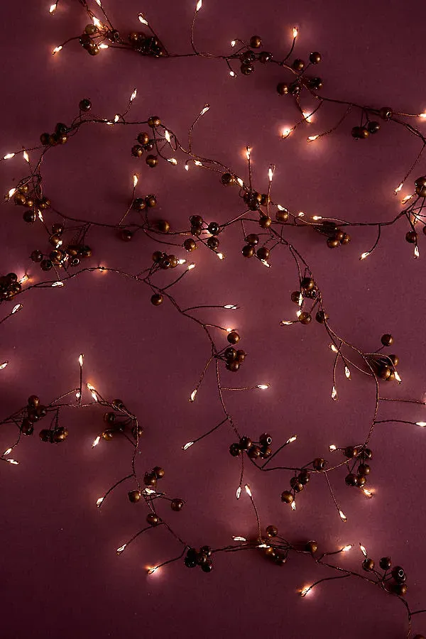 Woodland Berries LED String Lights - Brown by Anthropologie