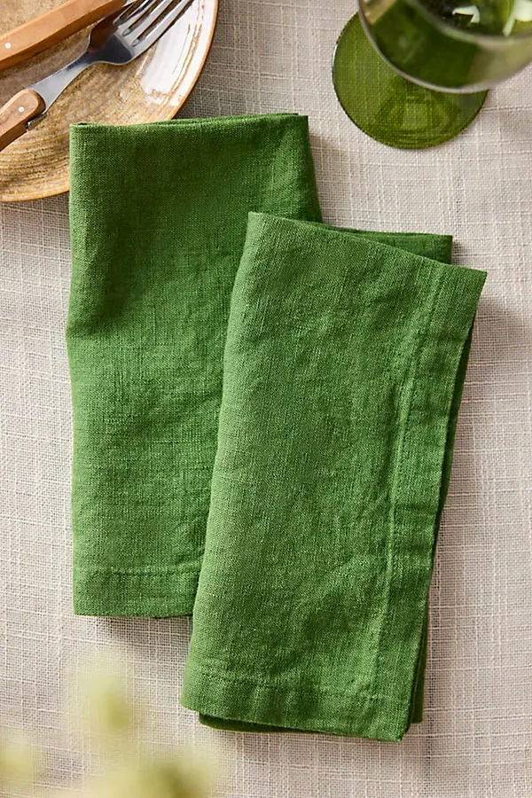 Lithuanian Linen Napkins Set of 2 - Green, Linen by Anthropologie
