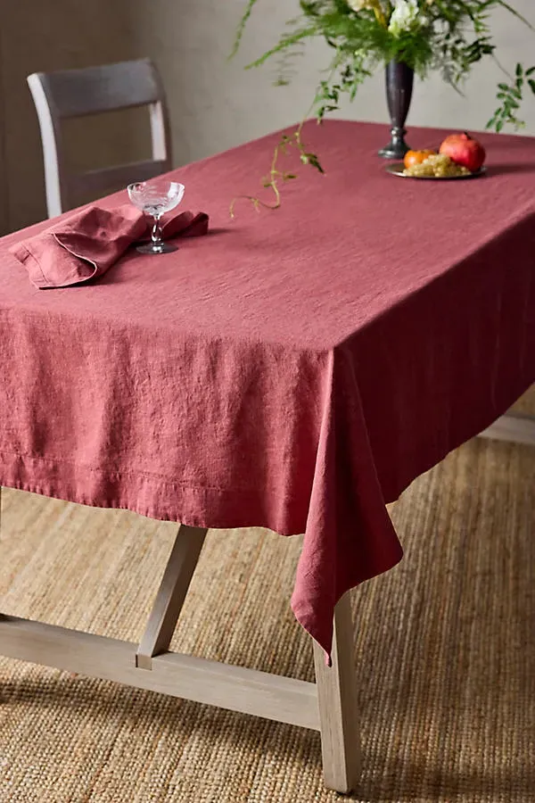 Lithuanian Linen Tablecloth - Purple, Linen by Anthropologie