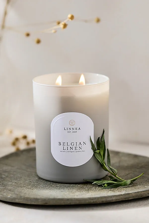 Belgian Linen Scented Candle - Soy Wax, Cotton by Anthropologie