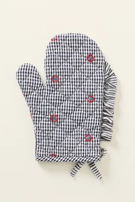 Llani Oven Mitt - Black, Yarn-Dyed Cotton by Anthropologie, image 2