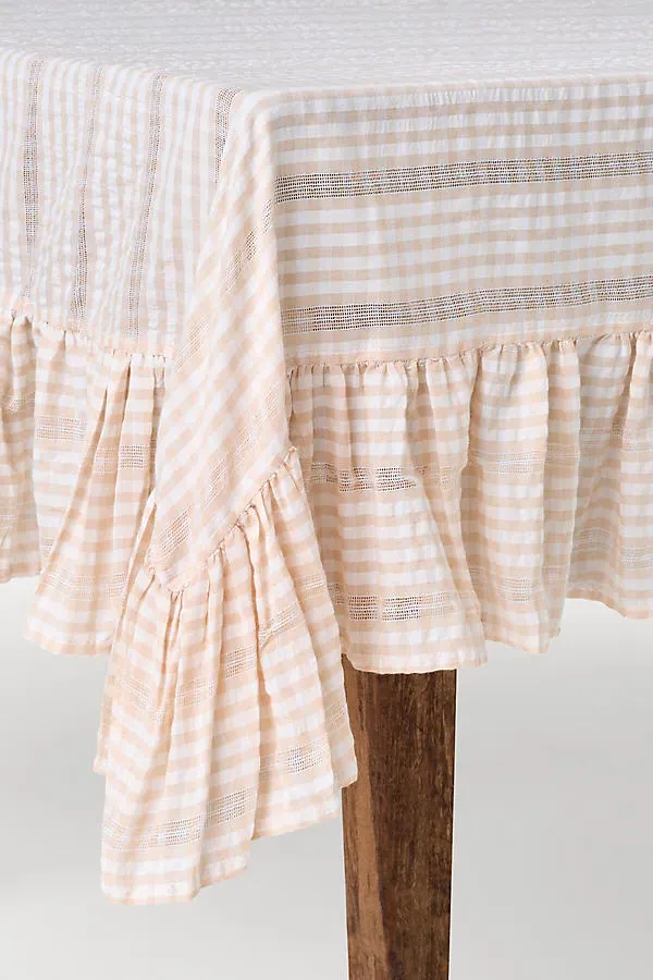 Tablecloth with Ruffle Trim - Ivory, Cotton by Anthropologie, alternate view