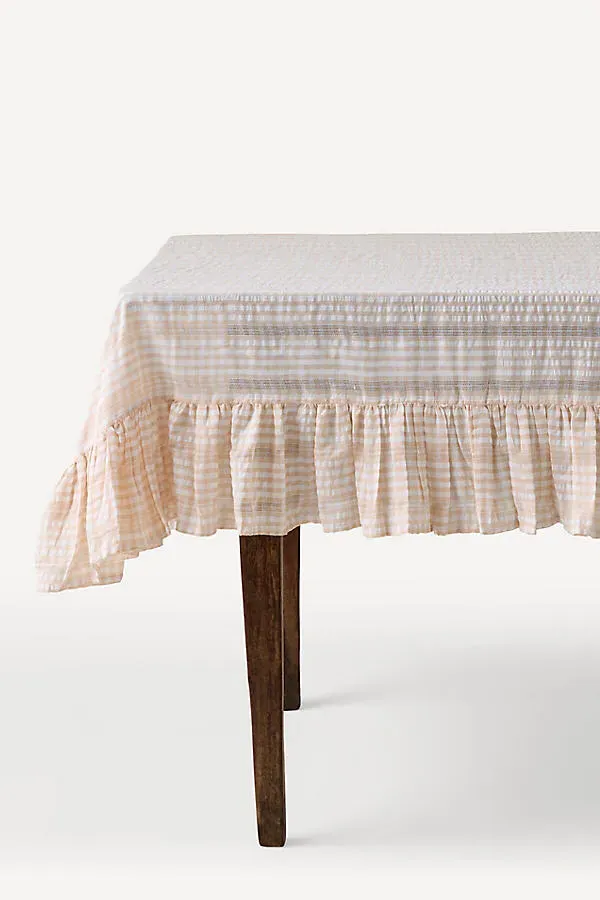 Tablecloth with Ruffle Trim - Ivory, Cotton by Anthropologie