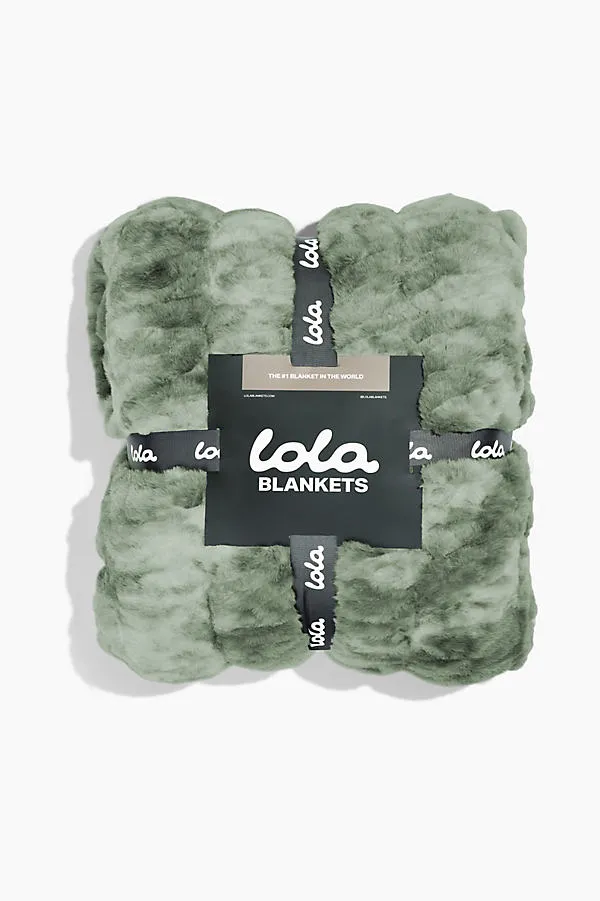 Lola Faux Fur Blanket - Green, Polyester by Anthropologie, alternate view
