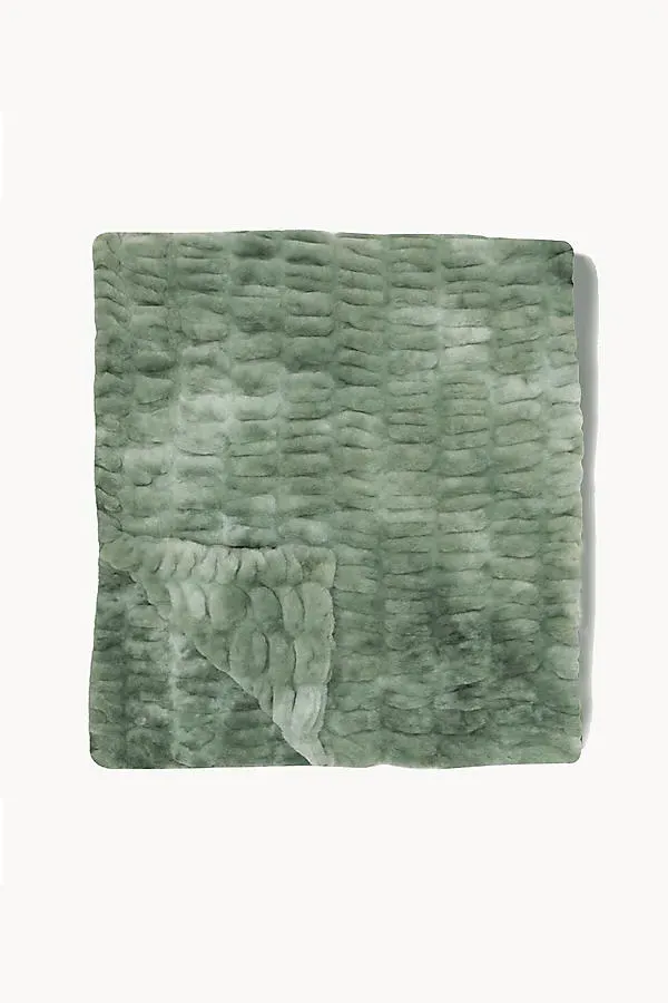 Lola Faux Fur Blanket - Green, Polyester by Anthropologie
