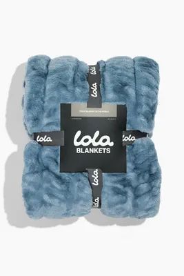 Lola Faux Fur Blanket - Grey, Polyester by Anthropologie, alternate view