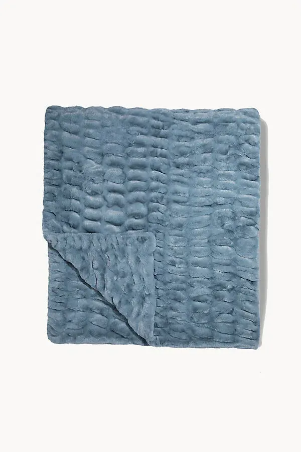 Lola Faux Fur Blanket - Grey, Polyester by Anthropologie