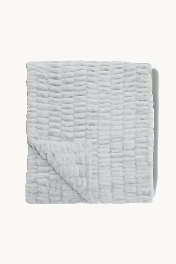 Lola Faux Fur Blanket - Grey, Polyester by Anthropologie