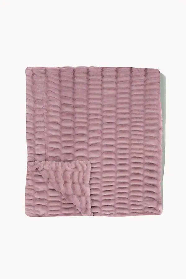 Lola Faux Fur Blanket - Grey, Polyester by Anthropologie
