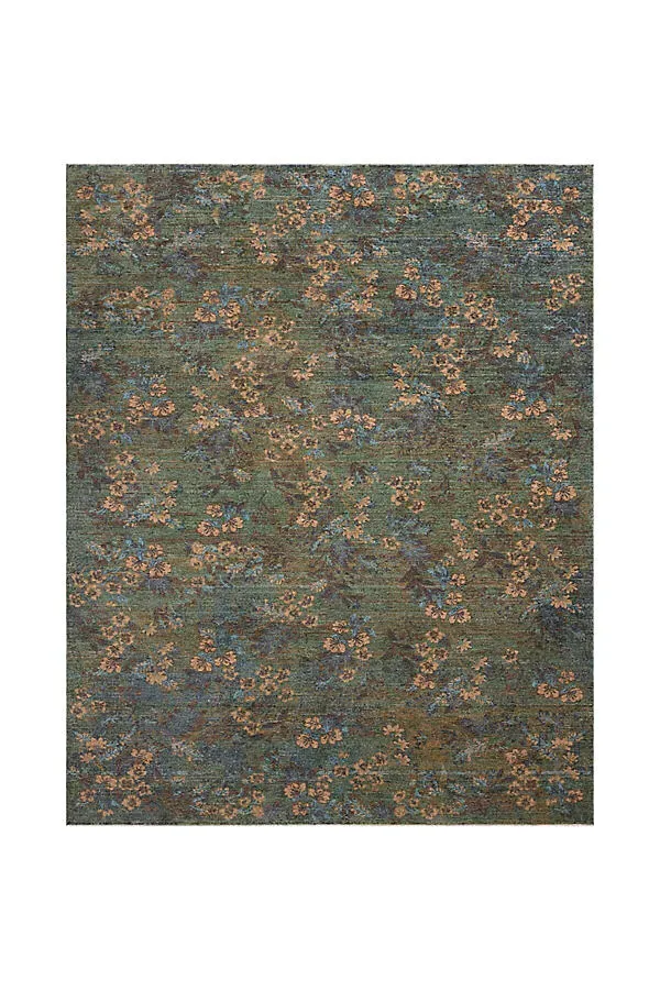 Winchester Floral Rug - Green, Polyester/Cotton by Anthropologie