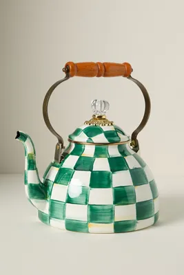 MacKenzie-Childs 3 Qt. Tea Kettle - Green, Glazed Steel by Anthropologie, image 2