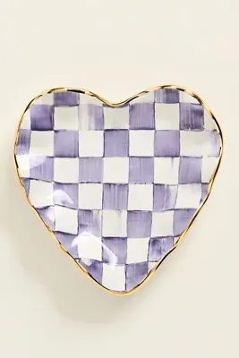 MacKenzie-Childs Check Fluted Heart Plate - Purple, Ceramic product
