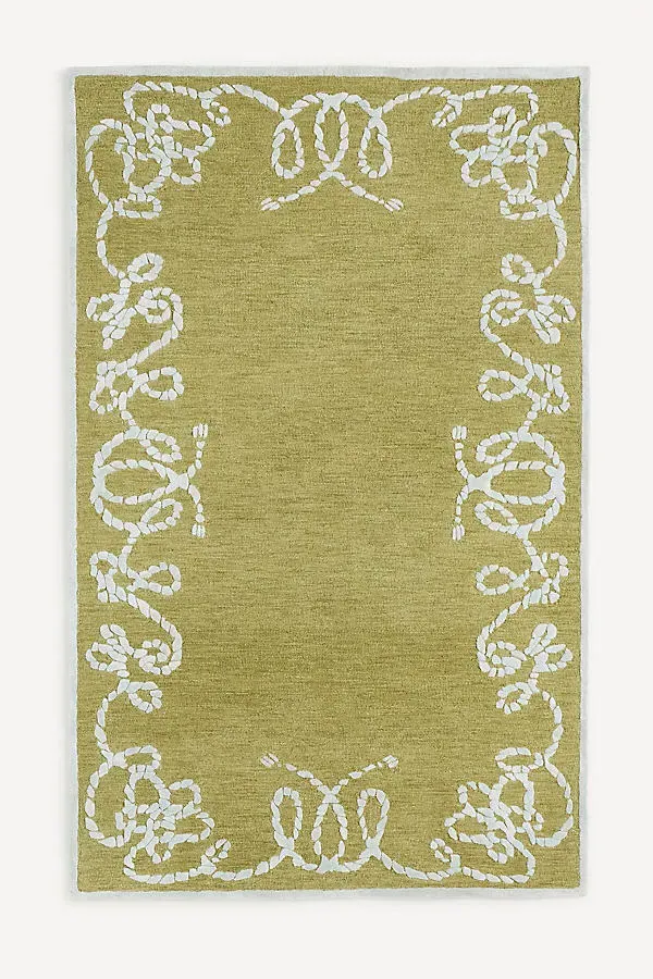 Beaumont Tufted Wool Rope Border Rug - Green, Cotton/Wool product