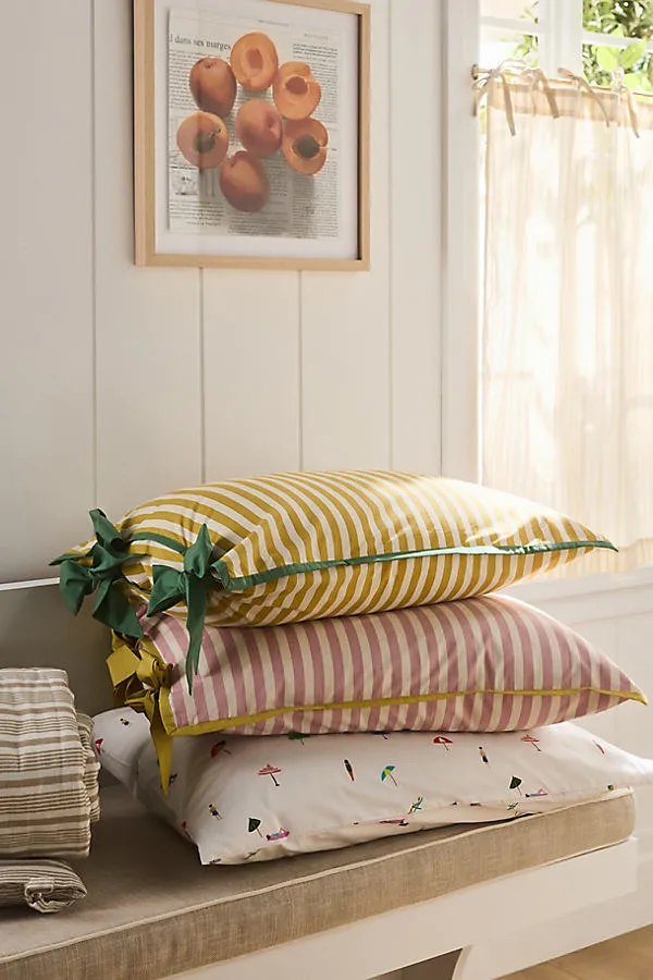 Brynne Cotton Percale Stripe Tie Printed Shams Set of 2 product