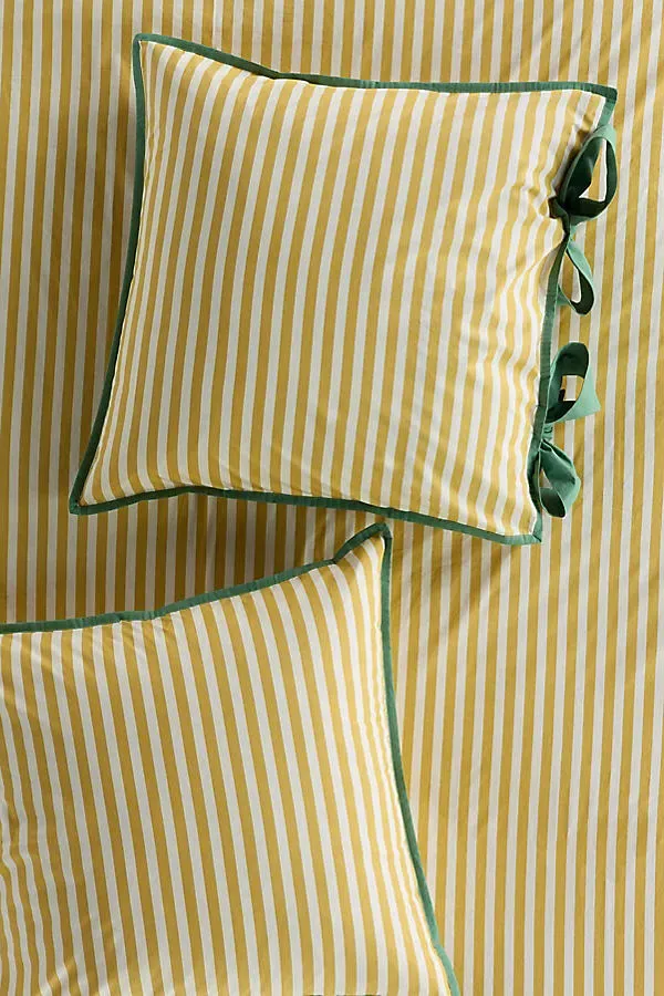 Brynne Stripe Euro Sham - Yellow, Cotton Percale product