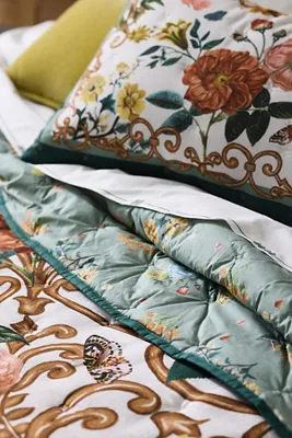 Cotton Novelty Printed Quilt - Green, Organic Cotton by Anthropologie, alternate view