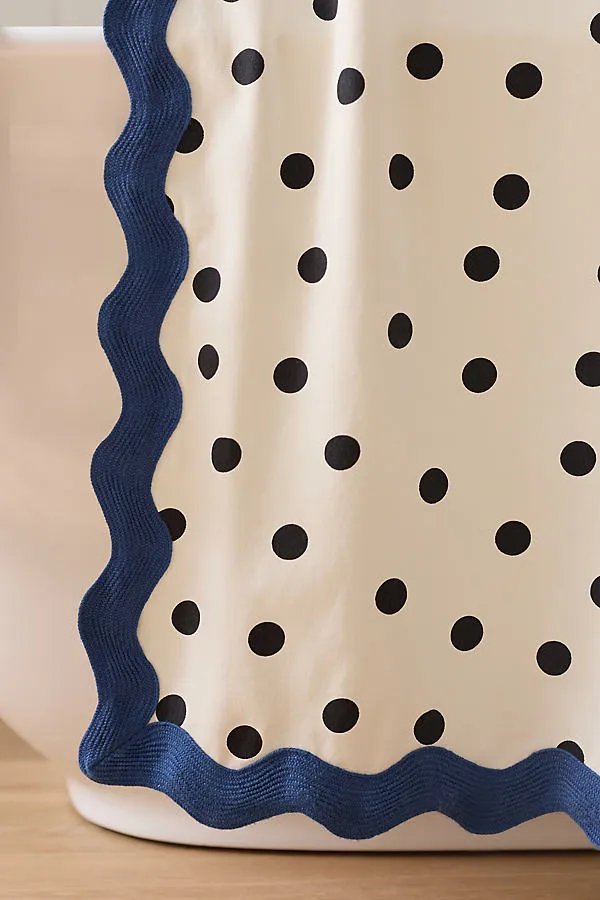 Cotton Polka Dot Scallop Shower Curtain - Black product