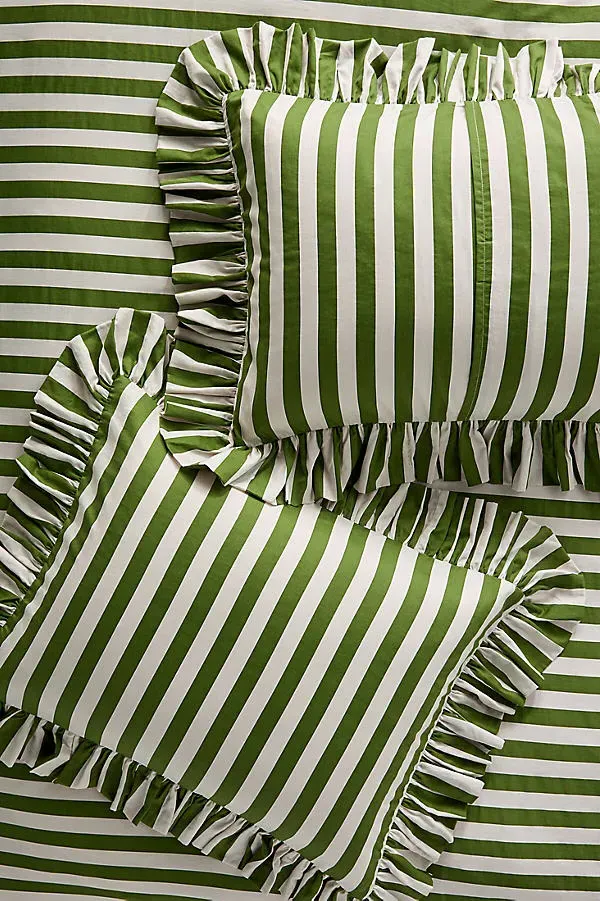 Cotton Striped Ruffle Printed Pillowcase Set of 2 product