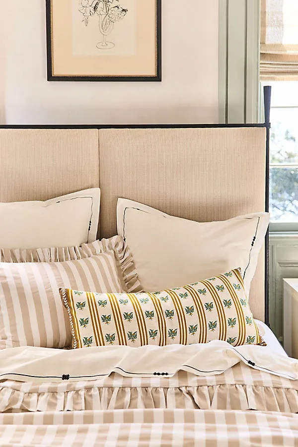 Cotton Striped Ruffle Printed Shams Set of 2 - Beige product