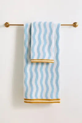 Cotton Woven Wavy Stripe Towel Collection - Blue product