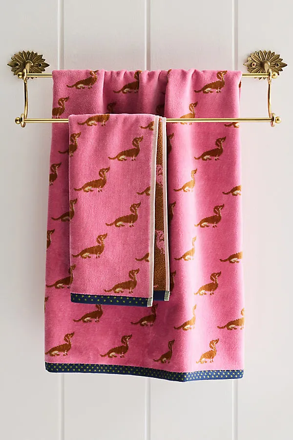 Dog Jacquard Towel Collection - Pink, Cotton Velour product