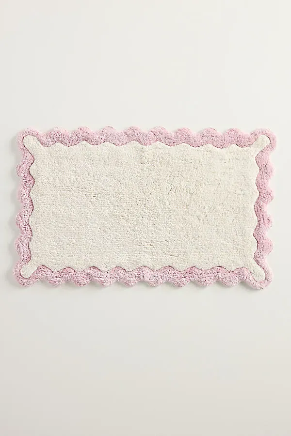 Ernestine Small Scalloped Bath Mat - Cotton by Anthropologie