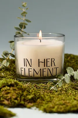 In Her Element Fresh Scented Glass Candle - Black, Cotton product