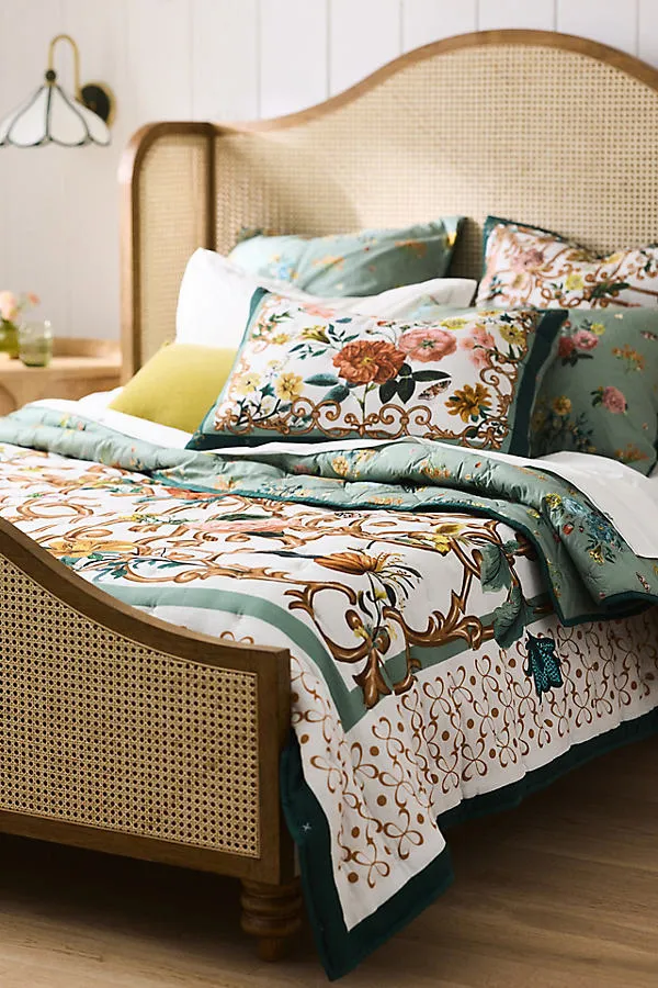 King/Cal King Cotton Novelty Printed Quilt - Green, Organic Cotton by Anthropologie