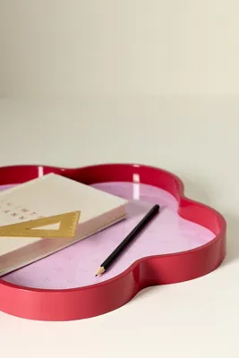 Lacquer Flower-Shaped Tray - Red product