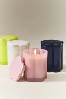 Maeve Strawberry & Blonde Wood Glass Candle - White, Cotton product