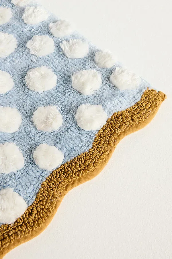 Polka Dot Tufted Bath Mat - Blue, Cotton product