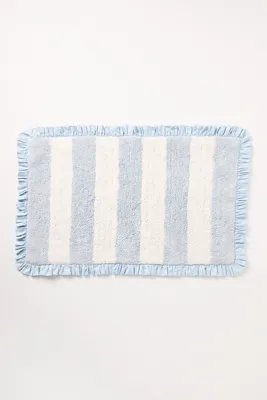 Ruffled Stripe Tufted Bath Mat - Blue, Cotton product