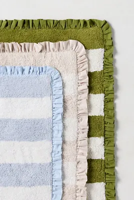 Ruffled Stripe Tufted Bath Mat - Green, Cotton product