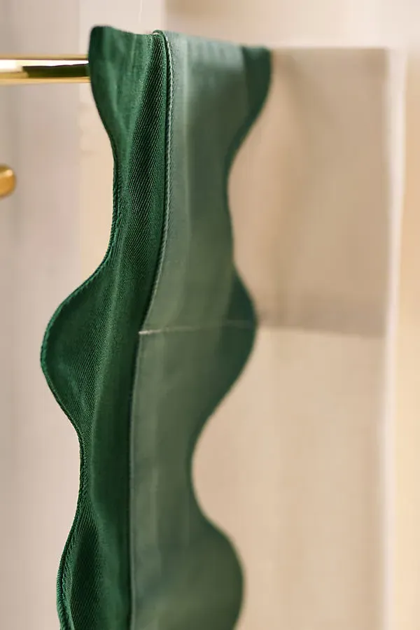 Scalloped Cafe Curtain Set of 2 - Green, Cotton product