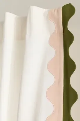Scalloped Cotton Curtain - Green by Anthropologie, image 2
