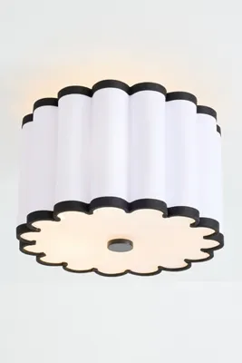Scalloped Fabric Flush Mount Ceiling Light - Black, Cotton product