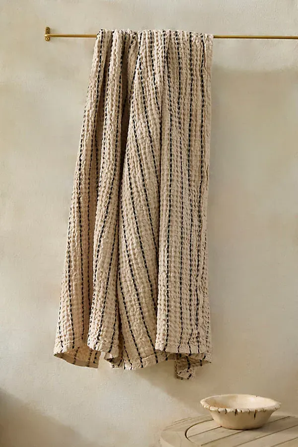 Waffle Weave Bath Towel - Beige, Cotton/Linen by Anthropologie