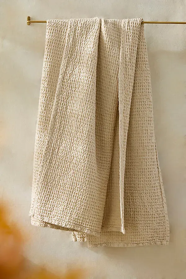 Waffle Weave Bath Towel - Ivory, Cotton/Linen by Anthropologie