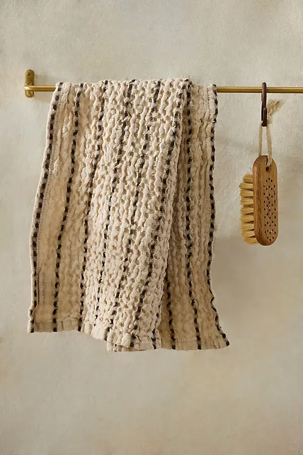 Waffle Weave Face Towel - Beige, Cotton/Linen by Anthropologie